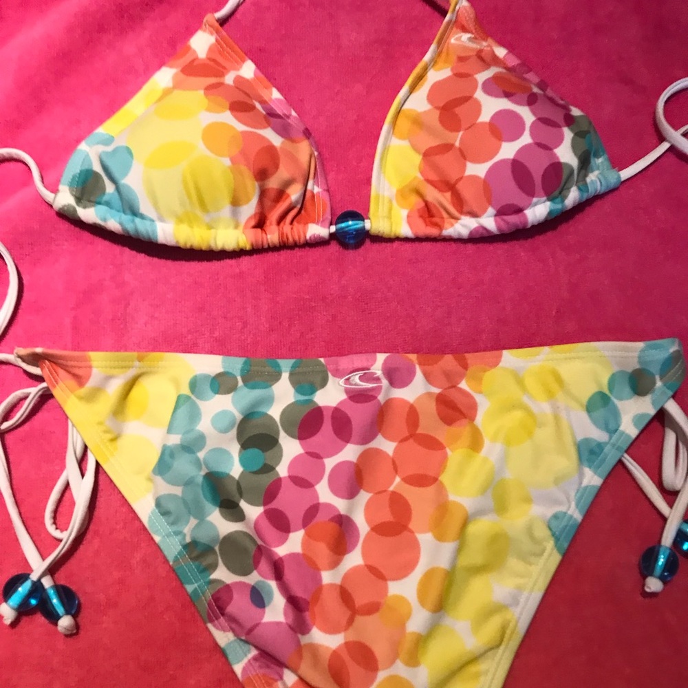 Rip Curl Bikini White With Multi Color Bubble Pri… - image 2